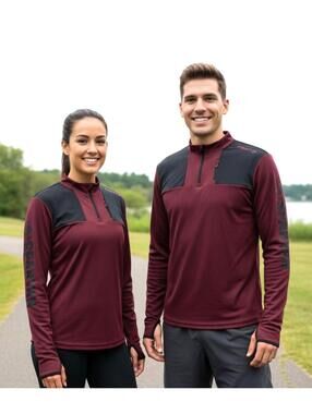 New Craft Spartan Men's Long Sleeve Pullover Burgundy Half Zip Long Sleeve Shirt